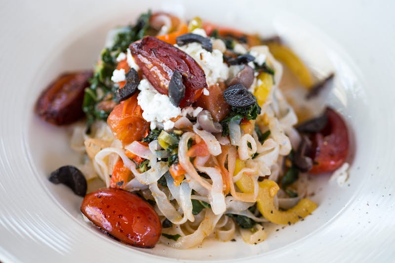 Mediterranean salad with feta cheese and olives